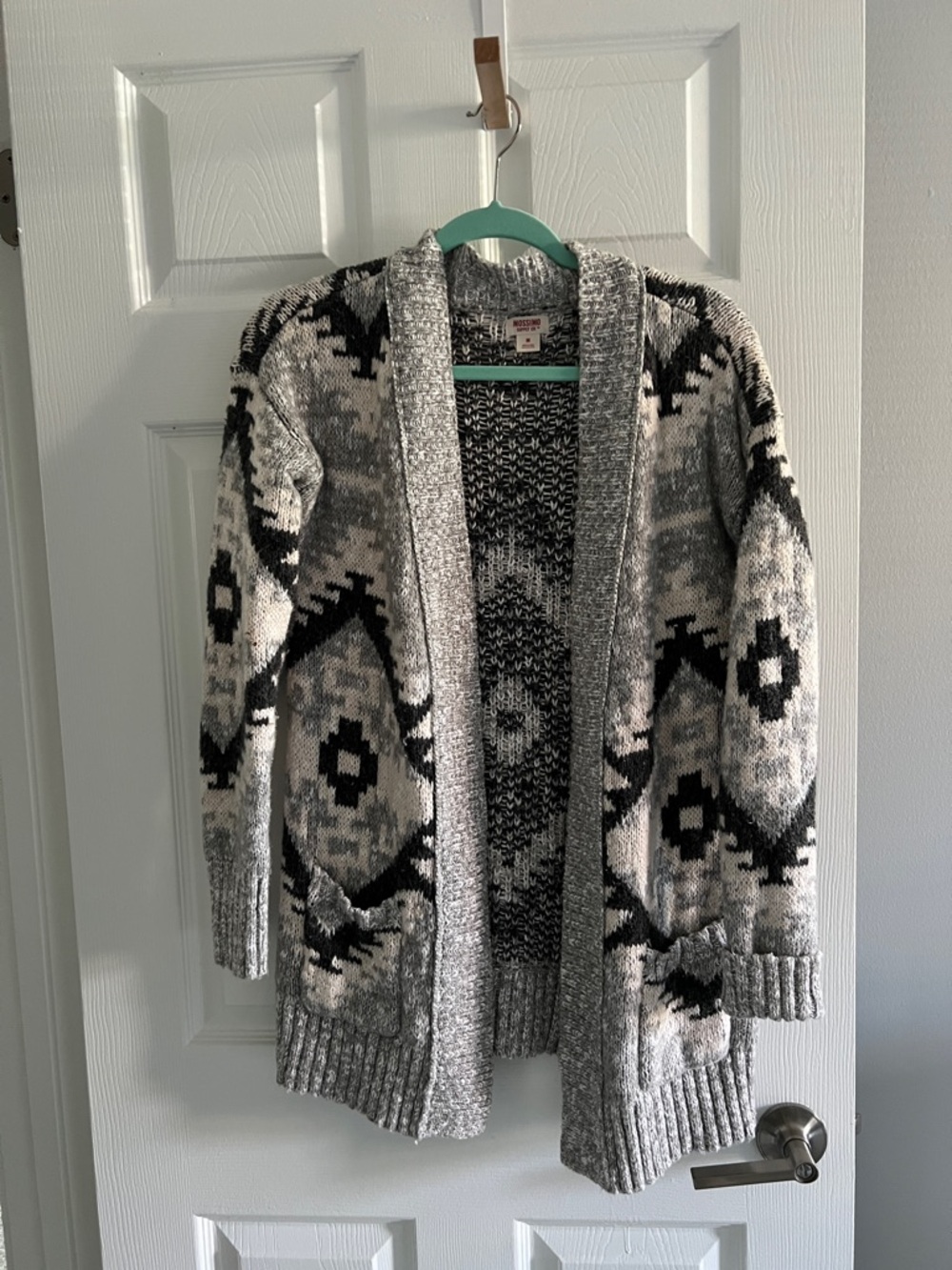 Mossimo Supply Co. Gray and Black Aztec Open-Front Cardigan